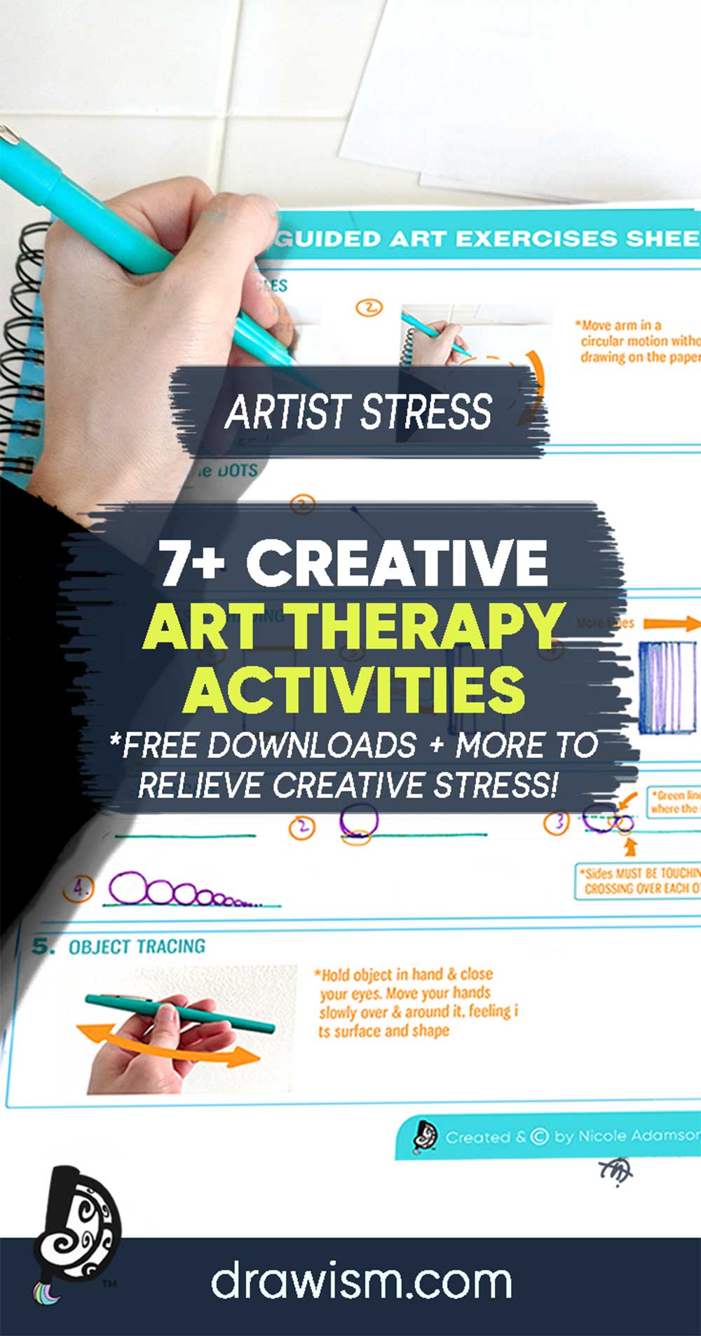 Artist Stress Creative Art Therapy Activities and Art Tips for Artists with Free Downloads, and Printables